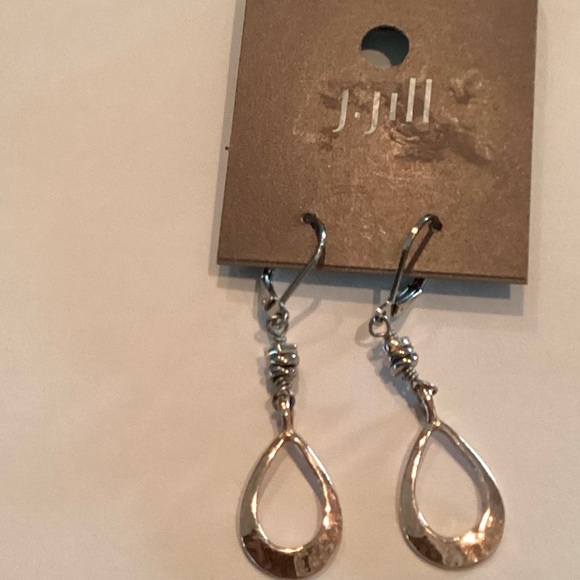 NWT J.Jill hammered gold & silver dangle earrings - Picture 4 of 5